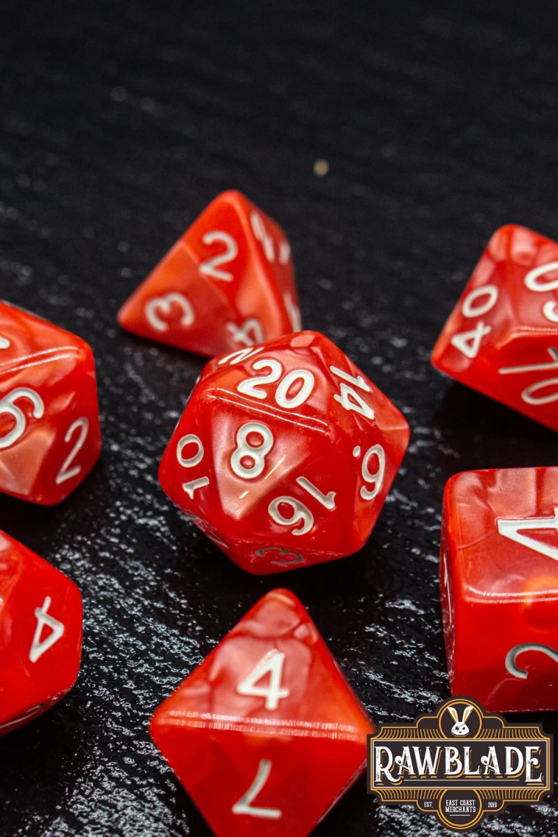 Marble Dice Set - Light Red