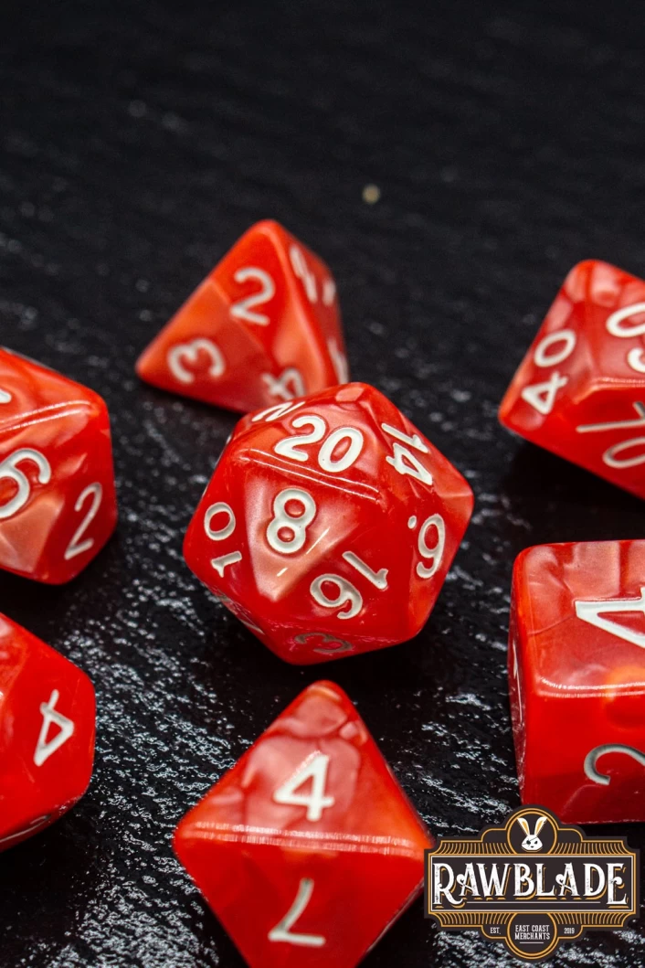 Marble Dice Set - Light Red