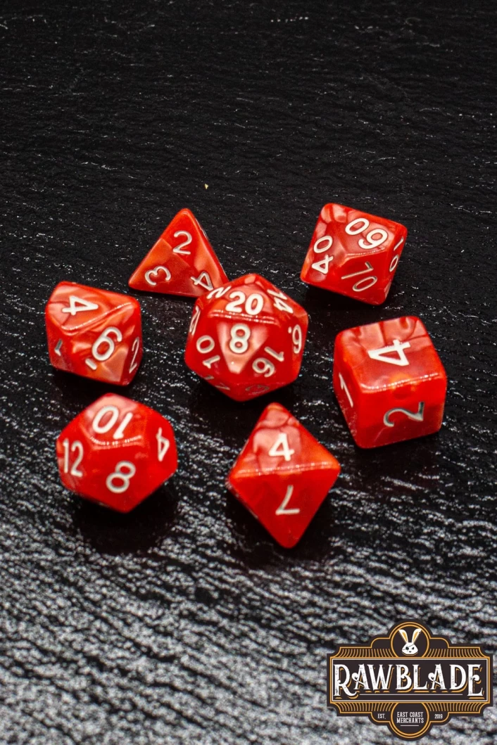 Marble Dice Set - Light Red