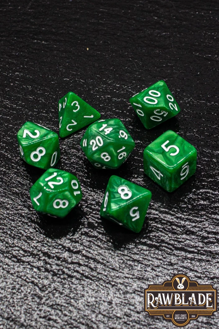 Marble Dice Set - Grass Green