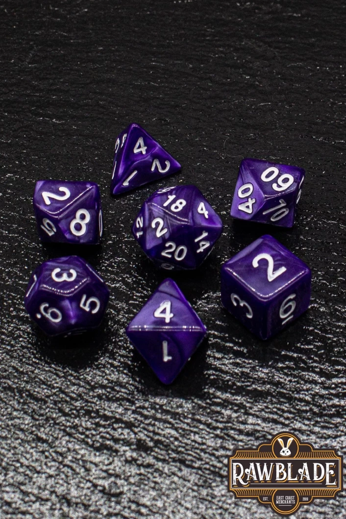 Marble Dice Set - Indigo Purple