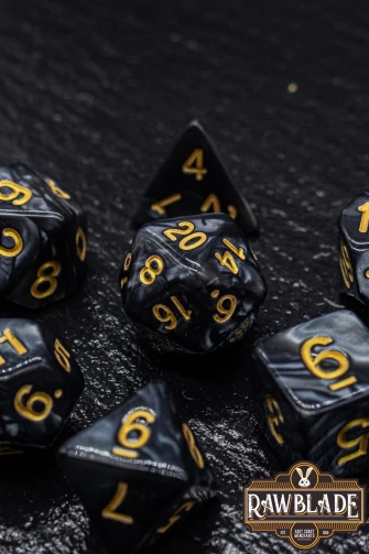 Marble Dice Set - Black/Gold