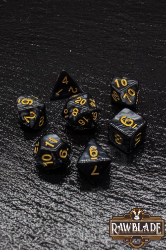 Marble Dice Set - Black/Gold
