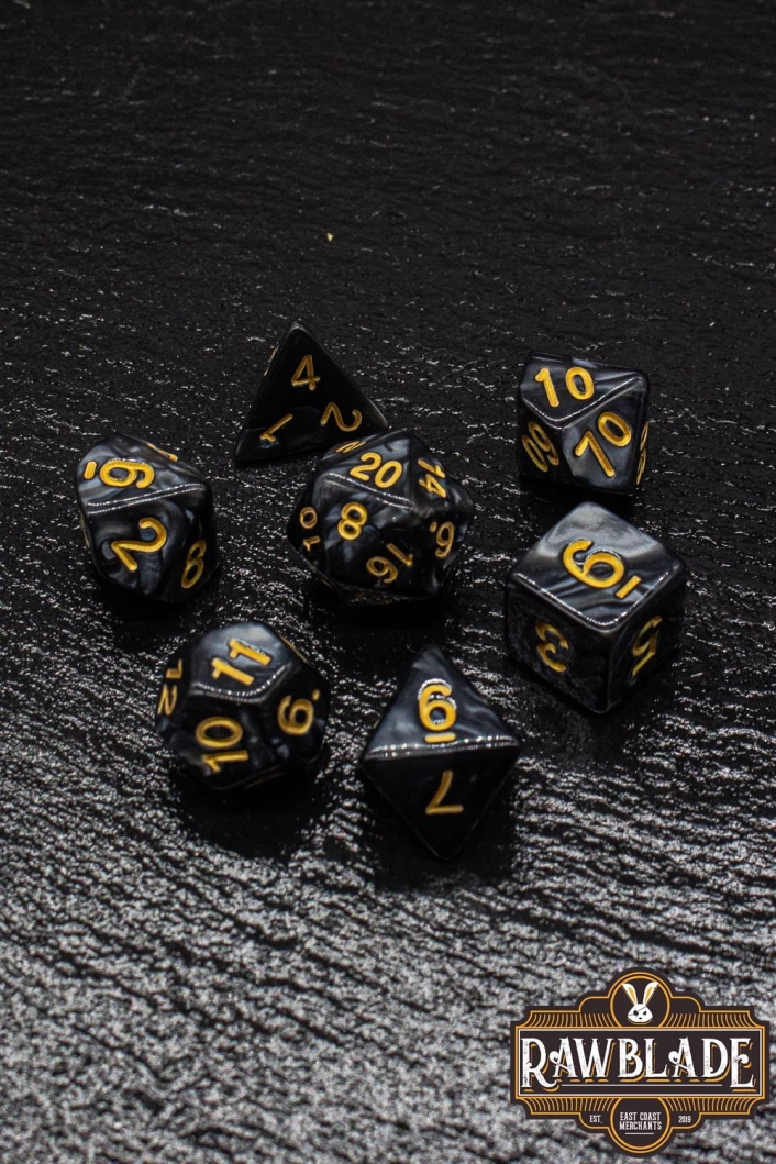 Marble Dice Set - Black/Gold