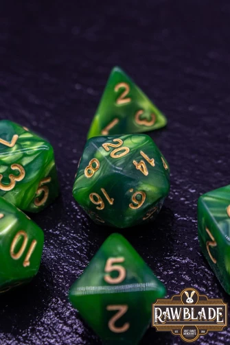 Marble Dice Set - Green/Gold