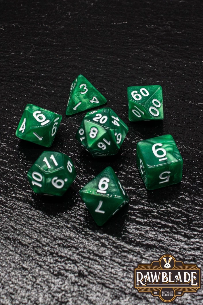 Marble Dice Set - Emerald Green