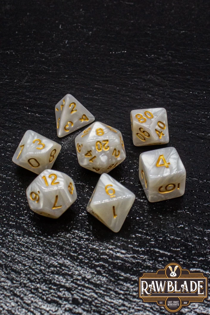 Marble Dice Set - White/Gold