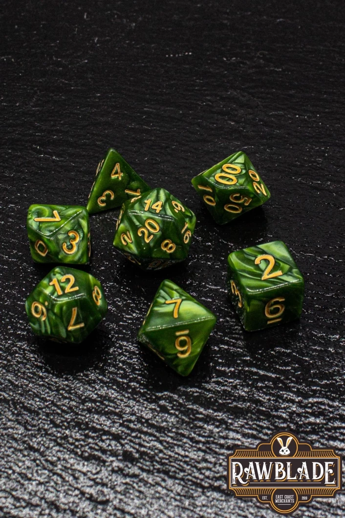 Marble Dice Set - Forest Green