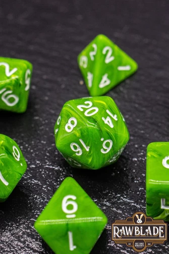 Marble Dice Set - Lime Green