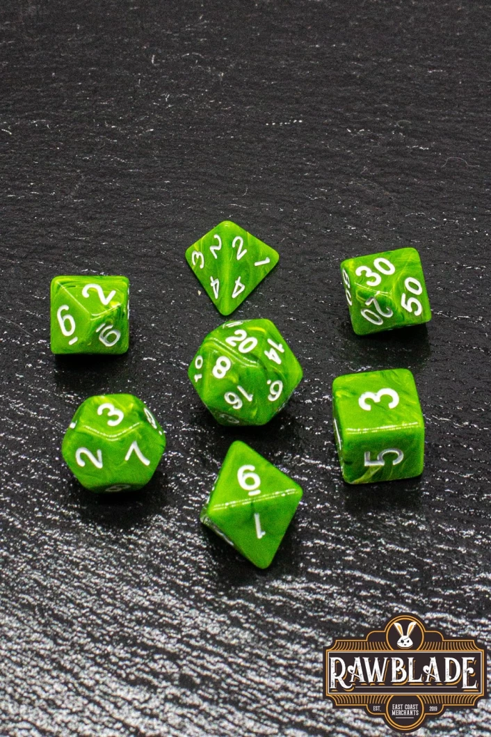 Marble Dice Set - Lime Green