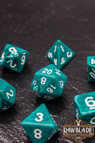 Marble Dice Set - Dark Pine Green