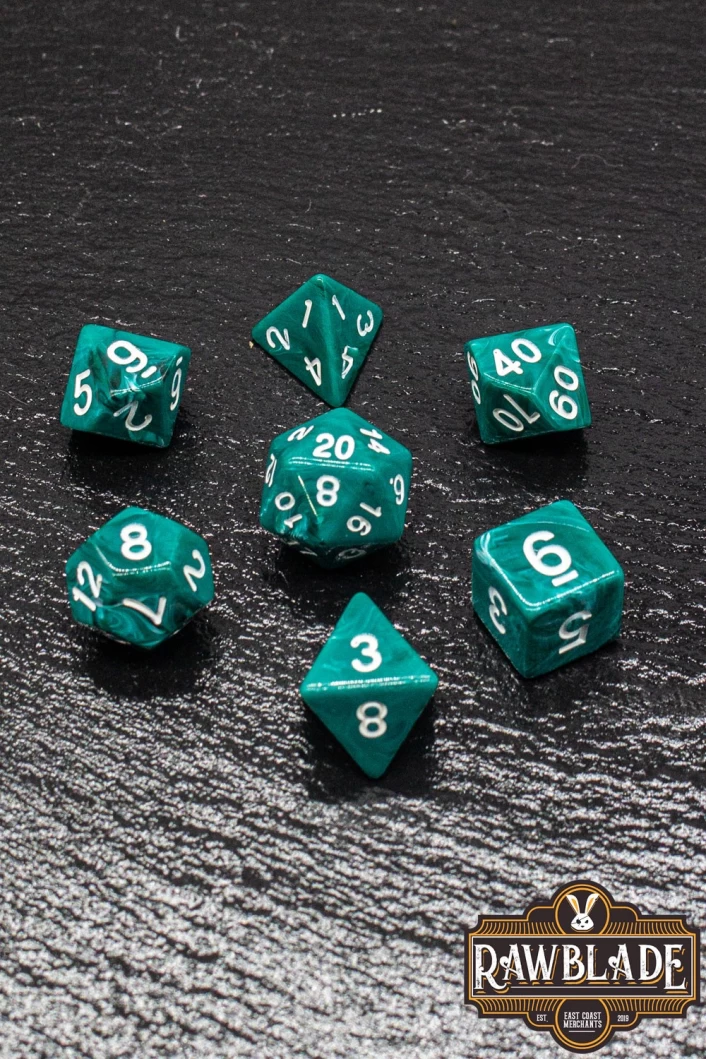 Marble Dice Set - Dark Pine Green