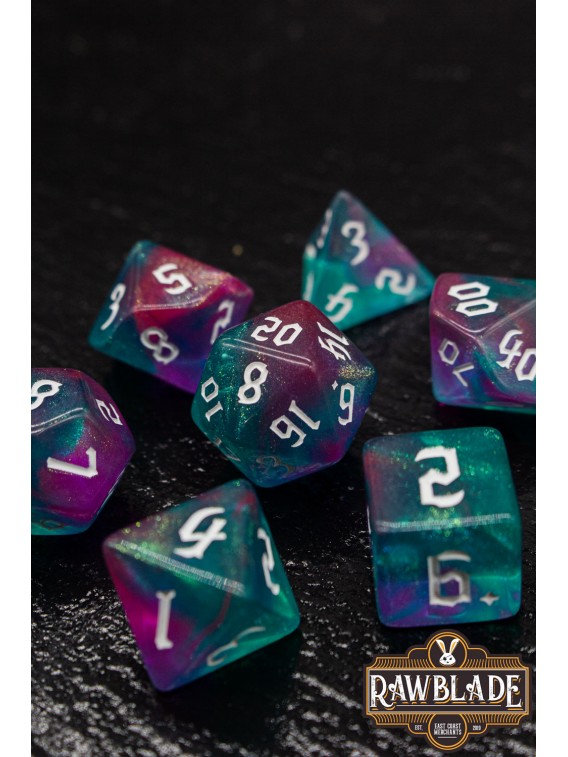 Gothic Galaxy Dice Set - Pink&Green