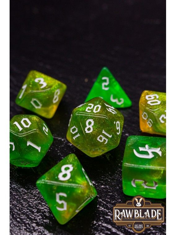 Gothic Galaxy Dice Set - Lime Green