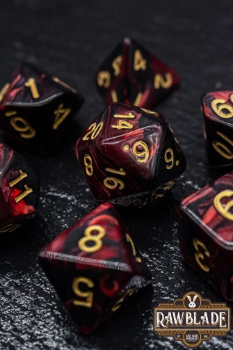 Marble 2 Colors Dice Set - Red/Black
