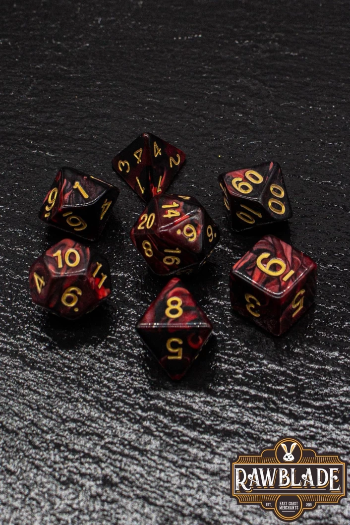 Marble 2 Colors Dice Set - Red/Black
