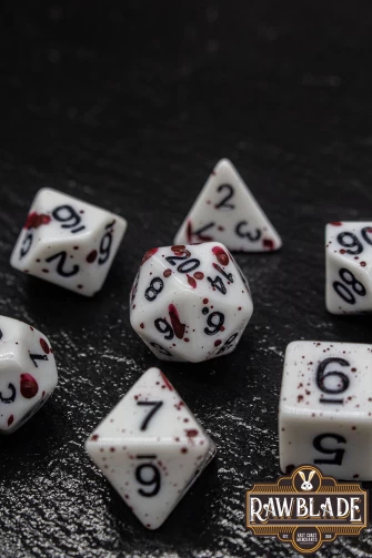 Splattered Dice Set- Blood