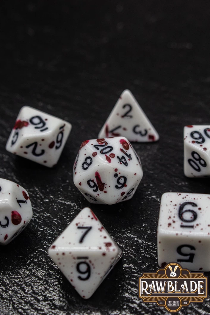 Splattered Dice Set- Blood