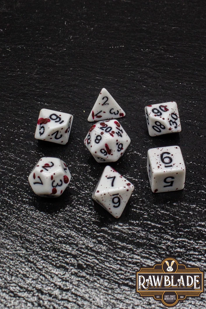 Splattered Dice Set- Blood