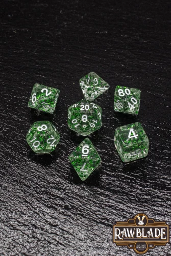 Transparent Glitter Dice Set- Green