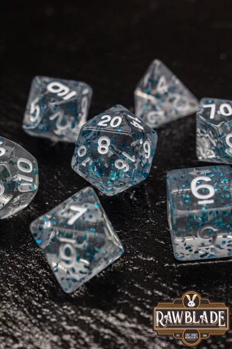 Transparent Glitter Dice Set - Blue