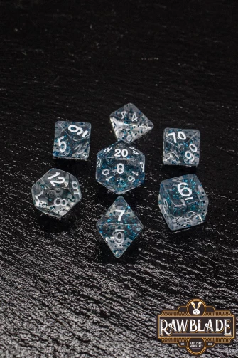 Transparent Glitter Dice Set - Blue