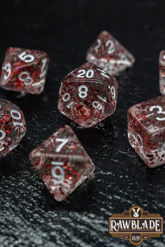 Transparent Glitter Dice Set - Red