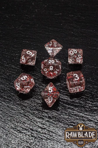 Transparent Glitter Dice Set - Red