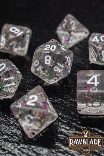 Transparent Glitter Dice Set - Rainbow