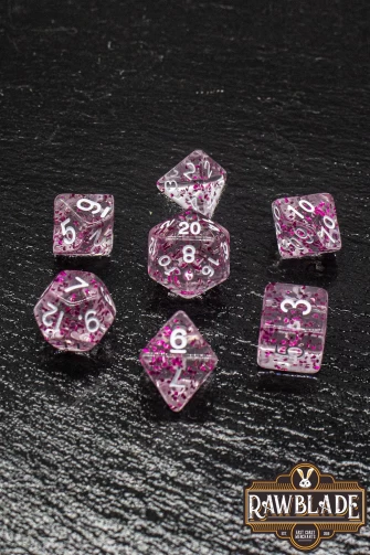 Transparent Glitter Dice Set - Pink