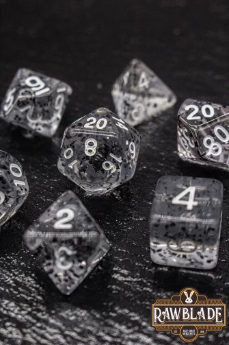 Transparent Glitter Dice Set - Black
