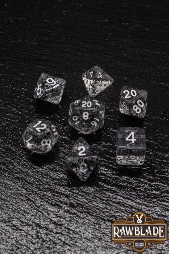 Transparent Glitter Dice Set - Black