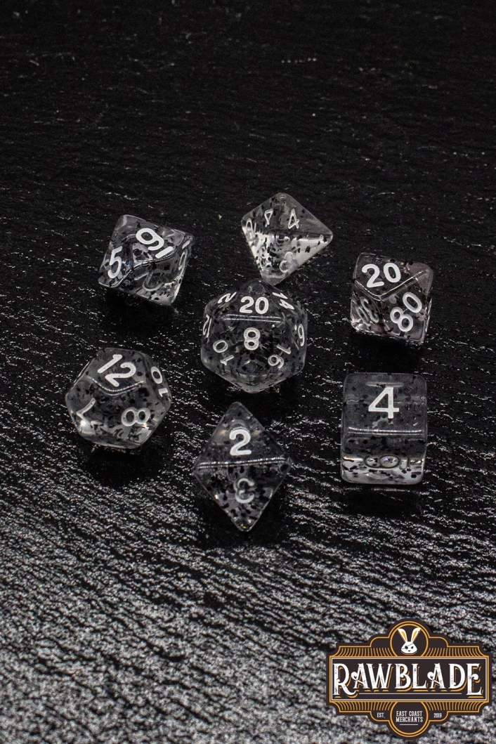 Transparent Glitter Dice Set - Black