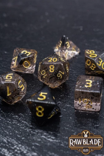 Transparent Glitter Dice Set - Black/Gold