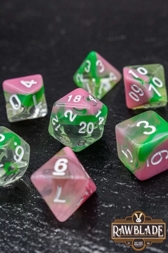 Transparent 2 Colors Dice Set - Pink/Greeen