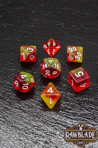 Transparent 2 Colors Dice Set - Red/Yellow