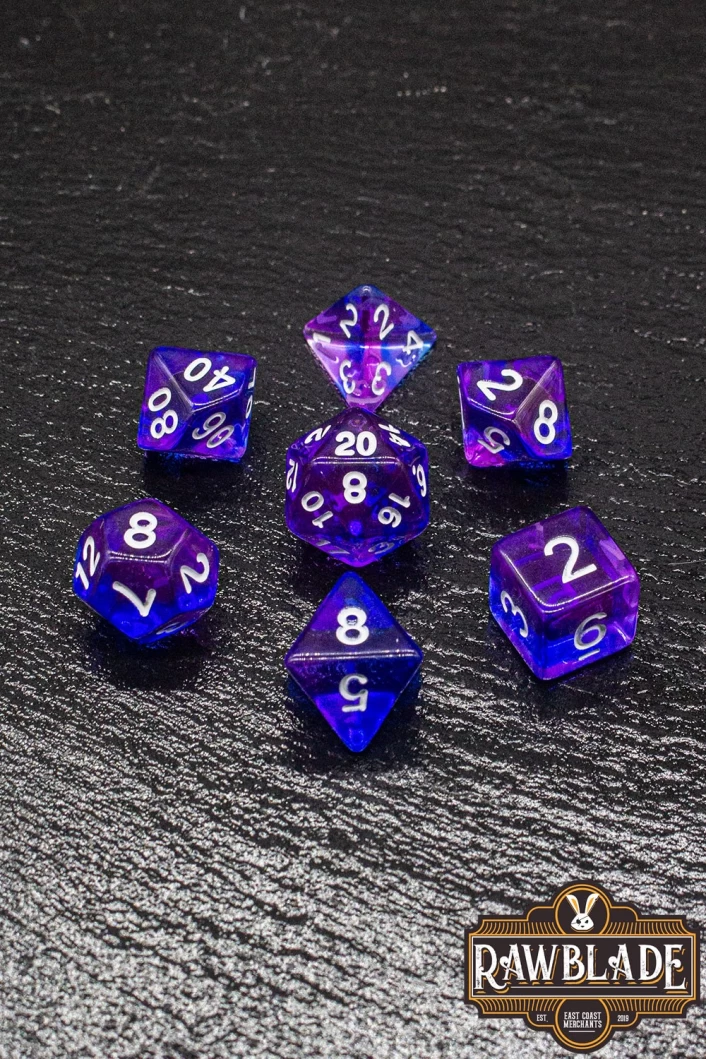 Transparent 2 Colors Dice Set - Blue/Purple
