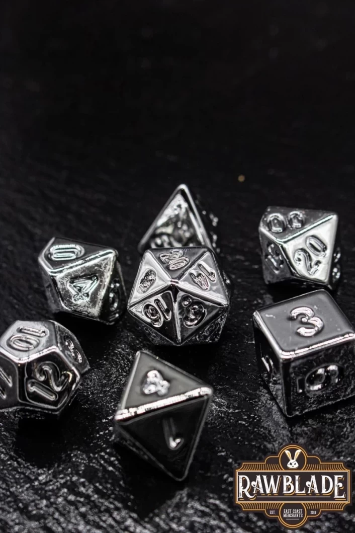 Acrylic Metallic Dice Set - Silver