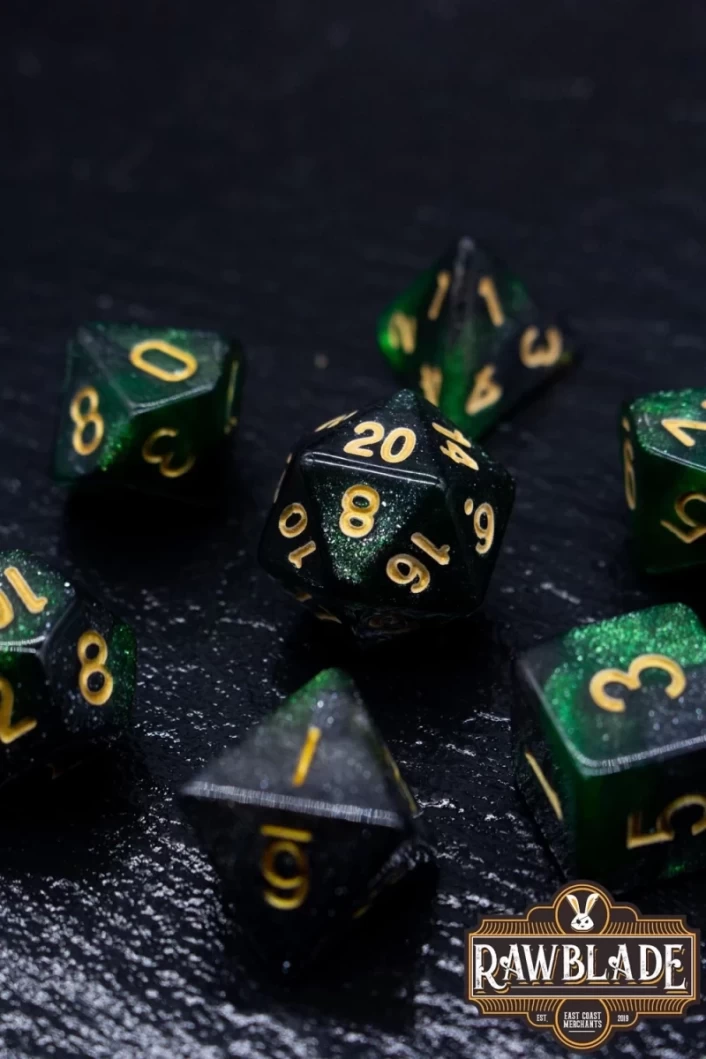 Galaxy Dice Set - Dark Green