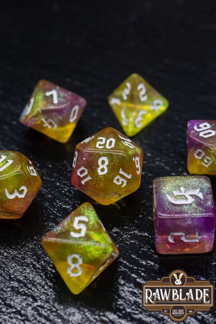 Gothic Galaxy Dice Set - Yellow&Purple
