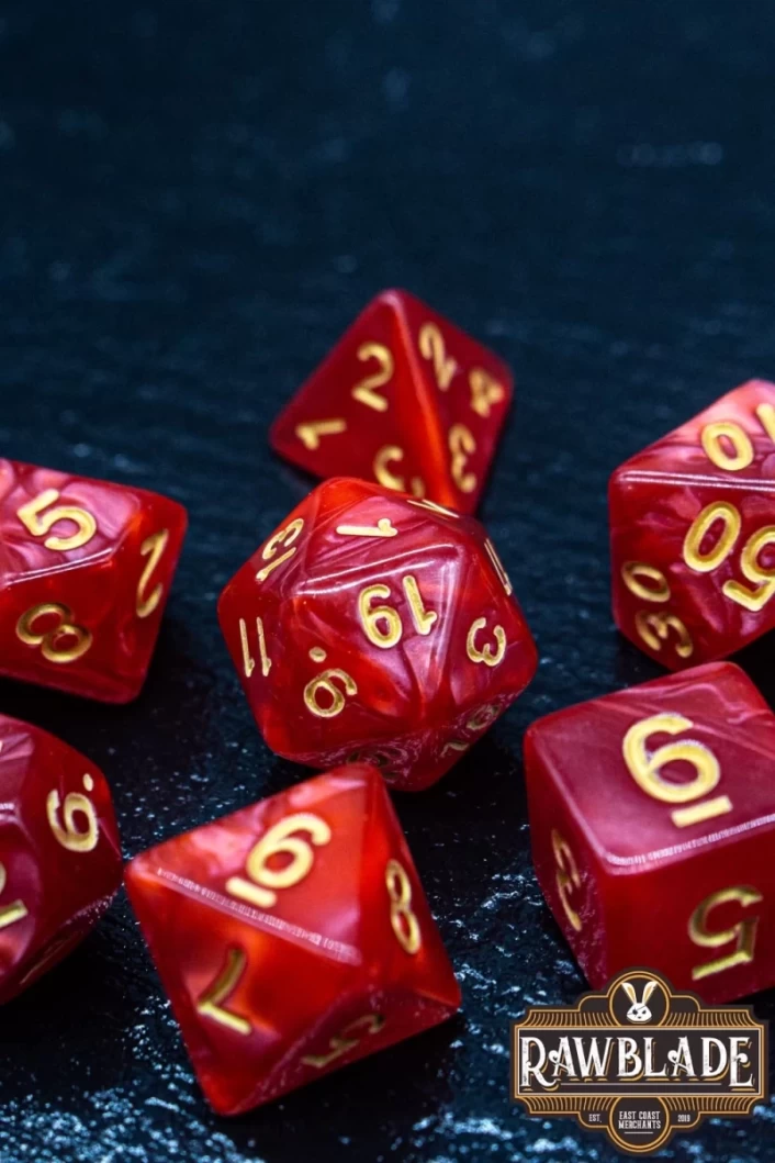 Marble Dice Set - Red/Gold