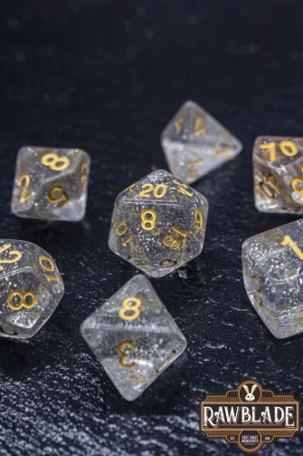 Transparent Glitter Dice Set- Silver