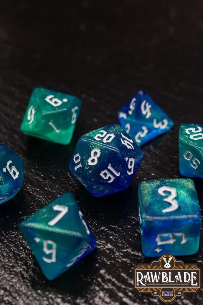 Gothic Galaxy Dice Set - Blue&Green