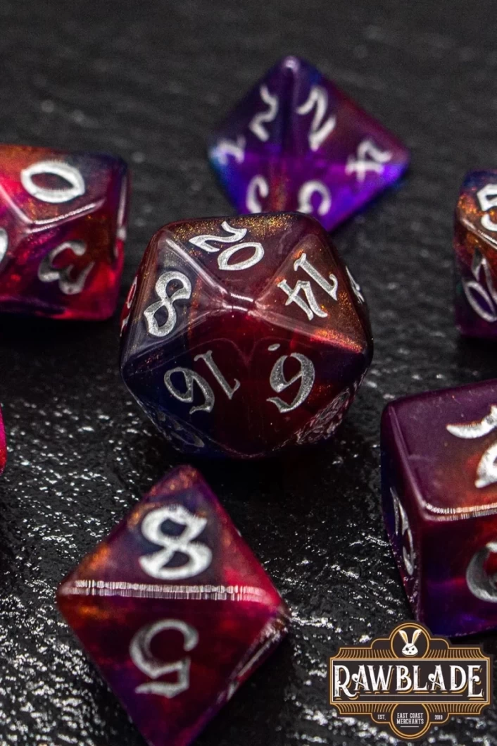 Gothic Nebula Dice Set - Ruby Aurora