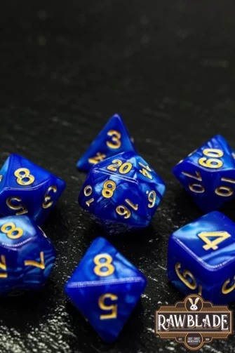 Marble Dice Set - Blue/gold