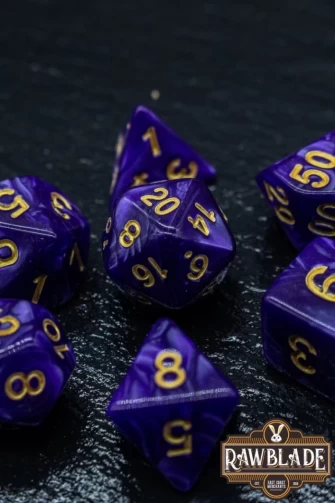 Marble Dice Set - Purple/gold