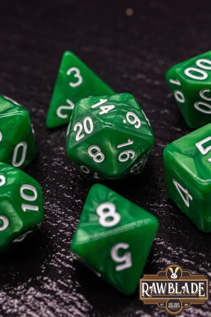 Marble Dice Set - Grass Green