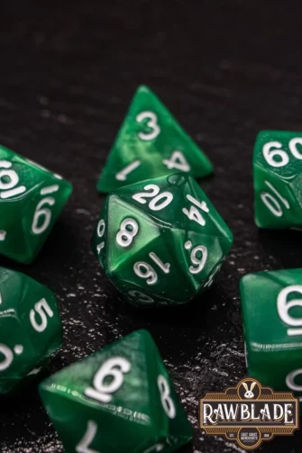 Marble Dice Set - Emerald Green