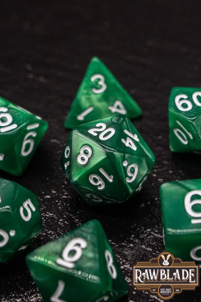 Marble Dice Set - Emerald Green