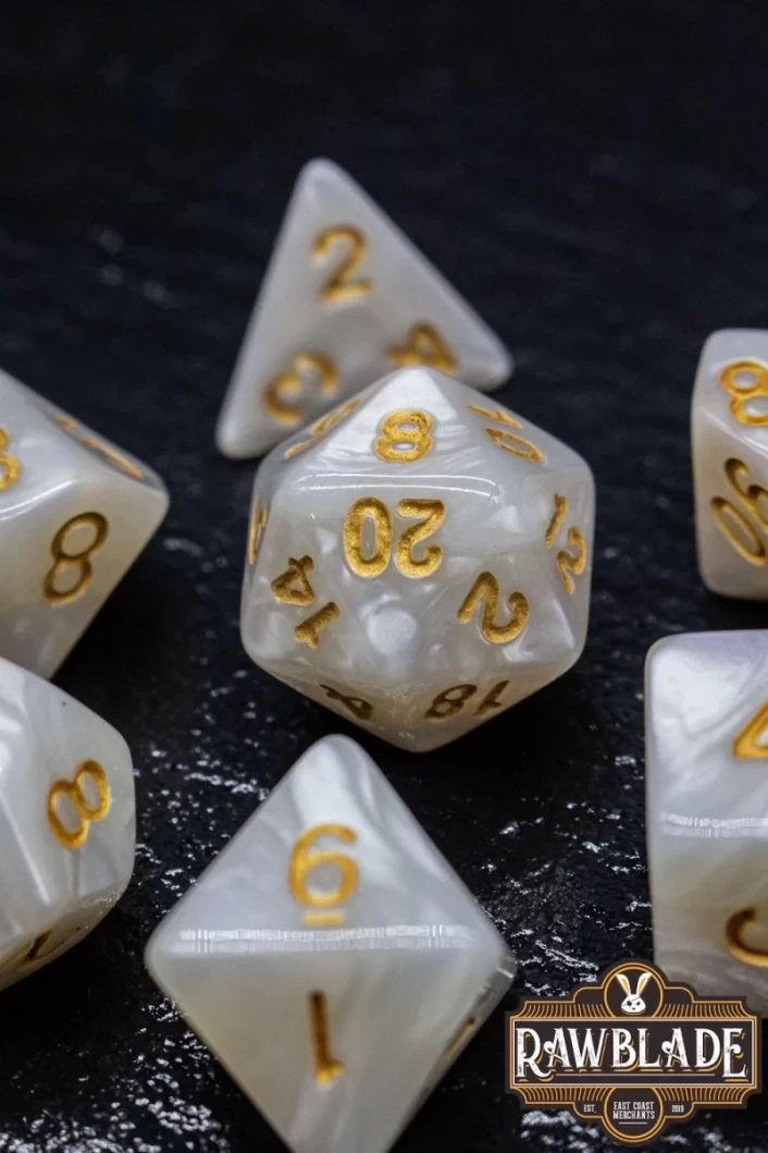 Marble Dice Set - White/Gold